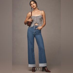 Anthropologie Pilcro Austyn High-Rise Cuffed Wide-Leg Jeans